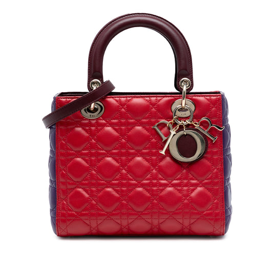 Dior Medium Tricolor Lambskin Cannage Lady Dior
