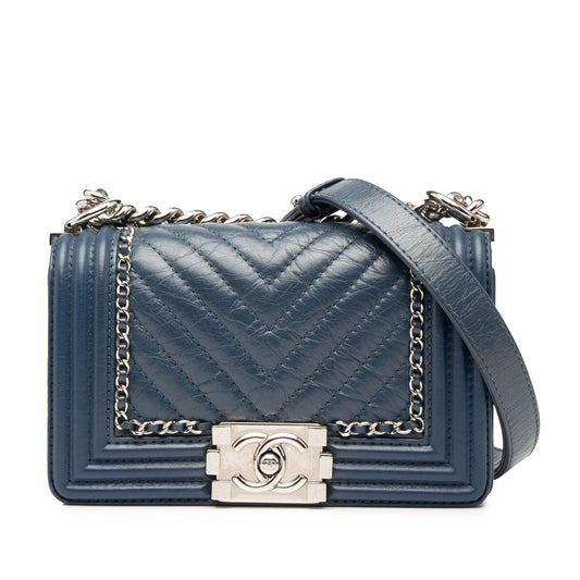 Chanel Small Chevron Aged Calfskin Jacket Boy Flap