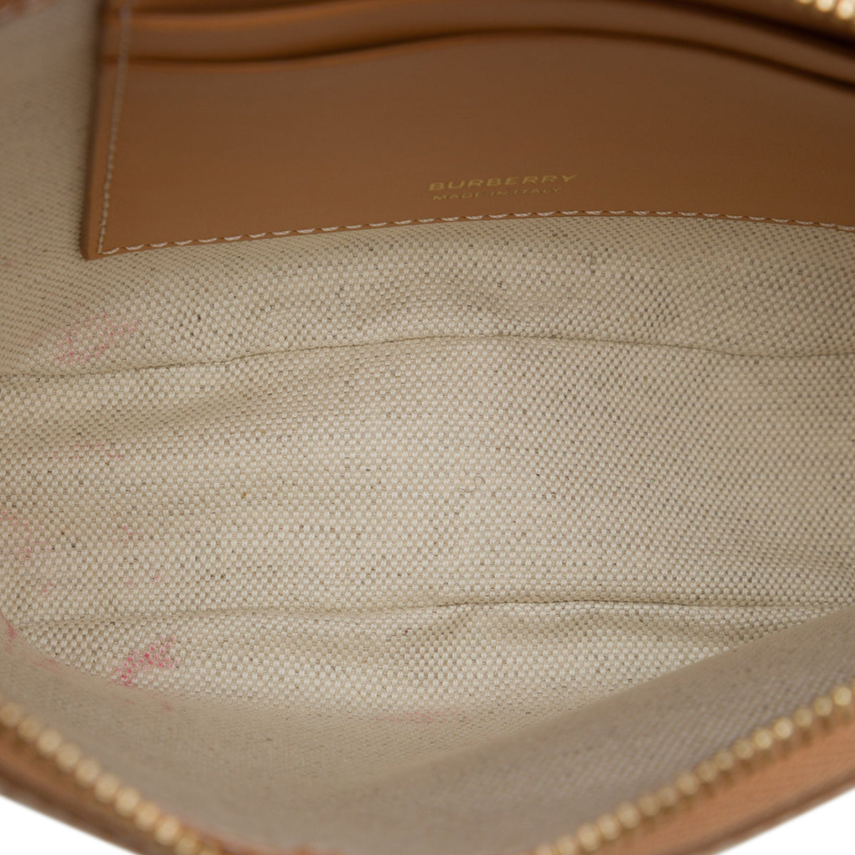 Burberry Mini Embossed Logo Canvas Olympia Shoulder Bag — Brown