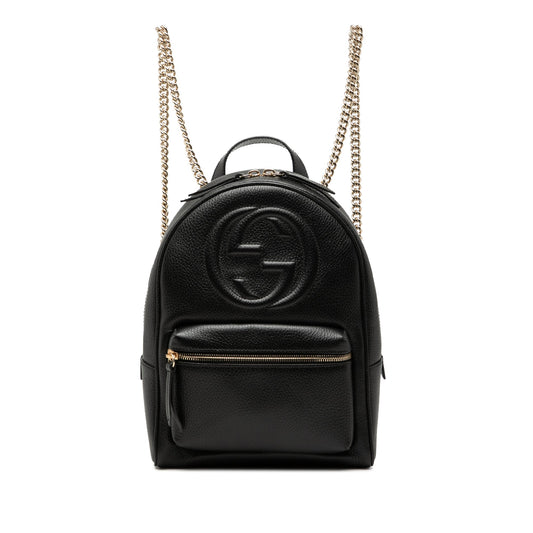 Gucci Pebbled Calfskin Soho Chain Backpack