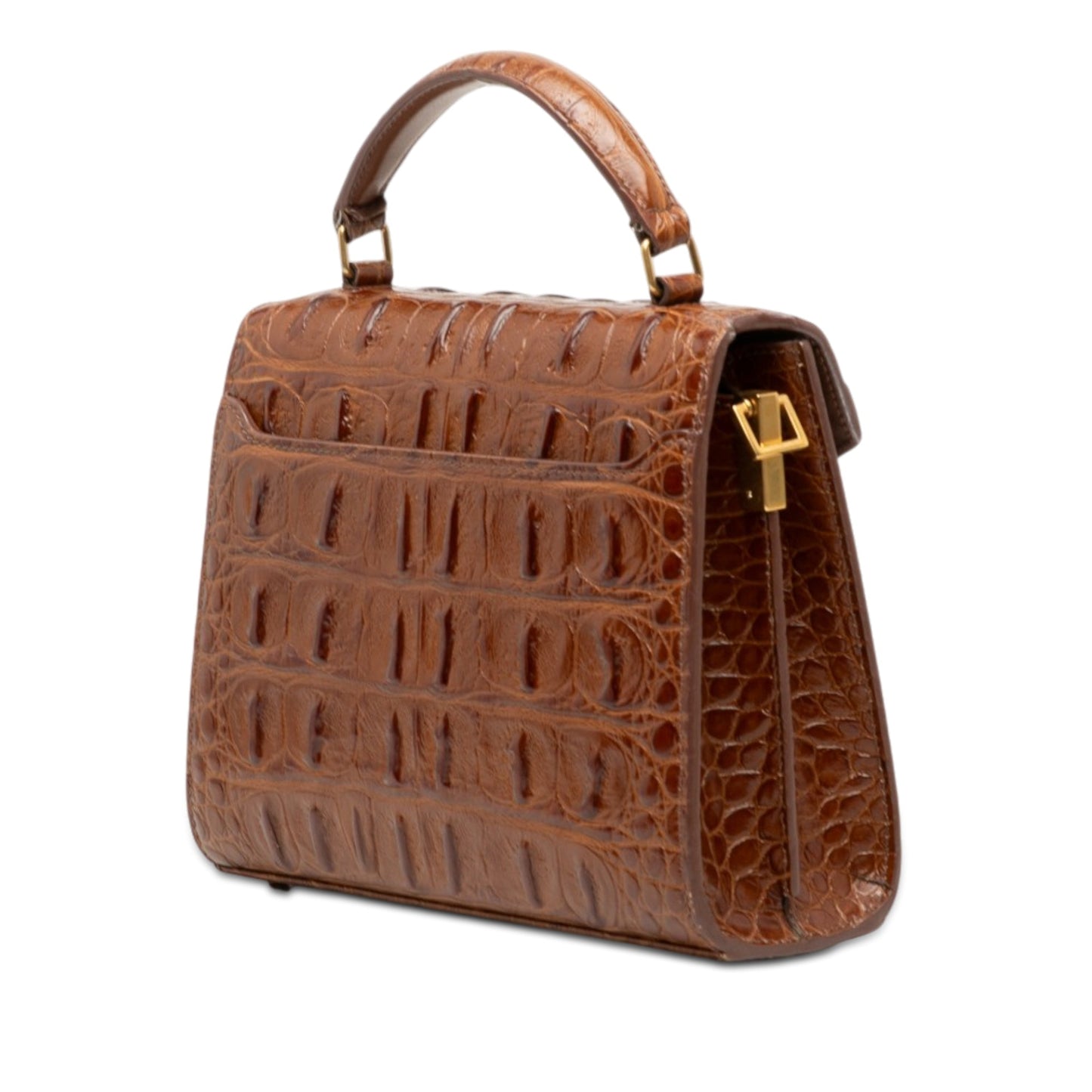 Saint Laurent Mini Croc Embossed Calfskin Monogram Cassandra Top Handle Bag