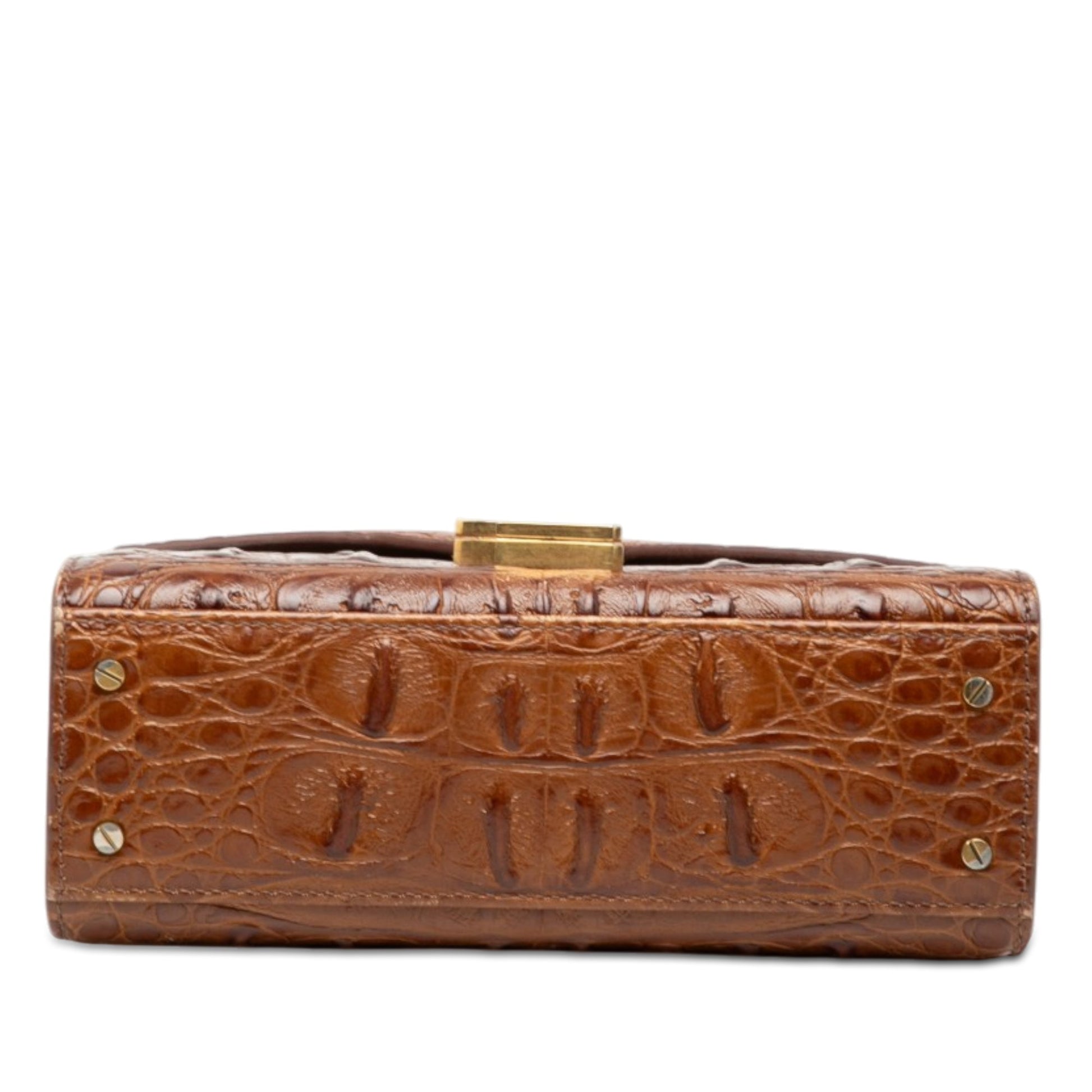Saint Laurent Mini Croc Embossed Calfskin Monogram Cassandra Top Handle Bag