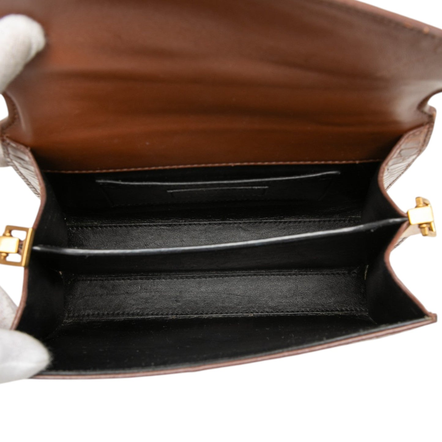 Saint Laurent Mini Croc Embossed Calfskin Monogram Cassandra Top Handle Bag