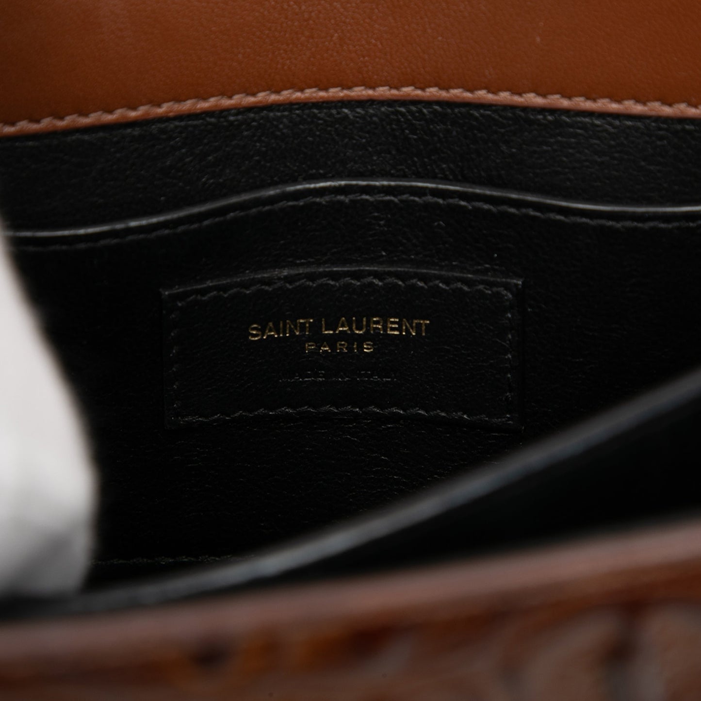 Saint Laurent Mini Croc Embossed Calfskin Monogram Cassandra Top Handle Bag