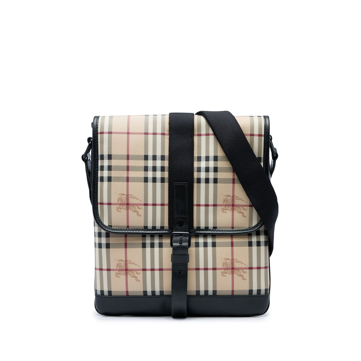 Burberry Haymarket Check Coated Canvas Crossbody — Beige
