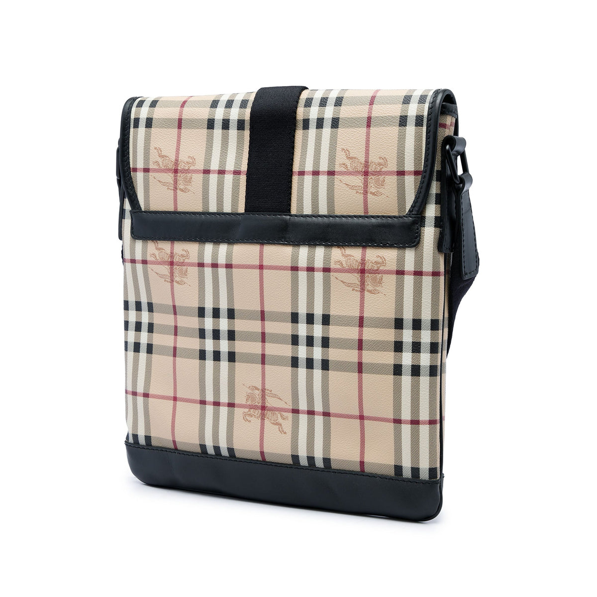 Burberry Haymarket Check Coated Canvas Crossbody — Beige