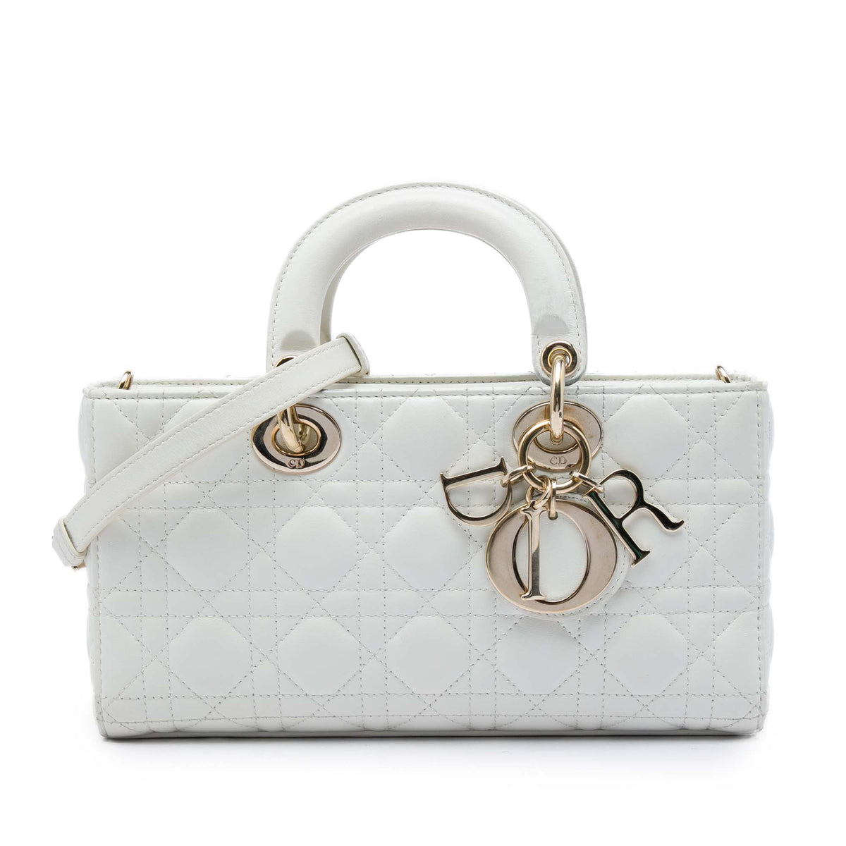 Dior Medium Lambskin Cannage Lady D Joy — White