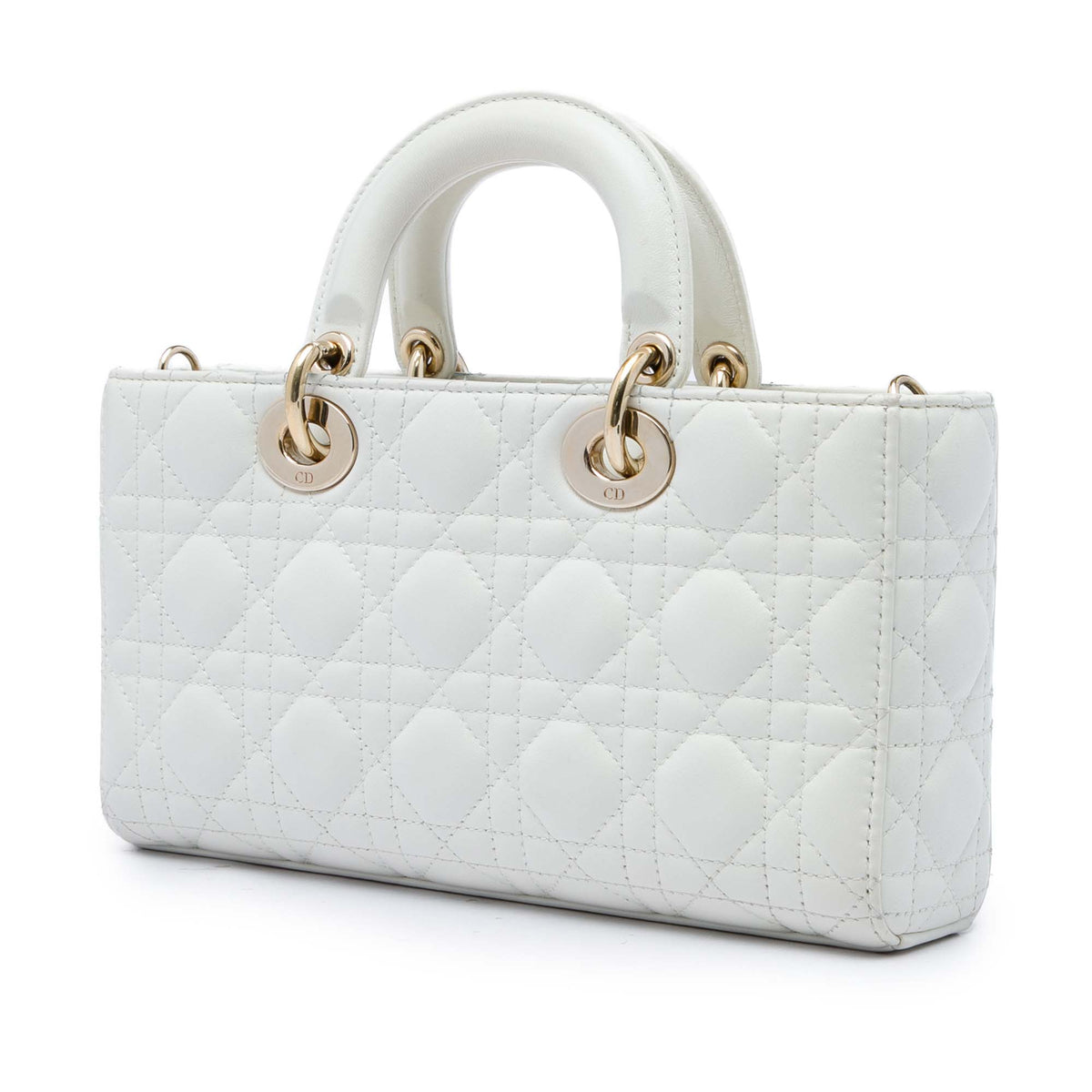 Dior Medium Lambskin Cannage Lady D Joy — White