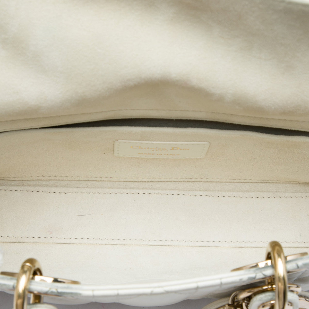 Dior Medium Lambskin Cannage Lady D Joy — White