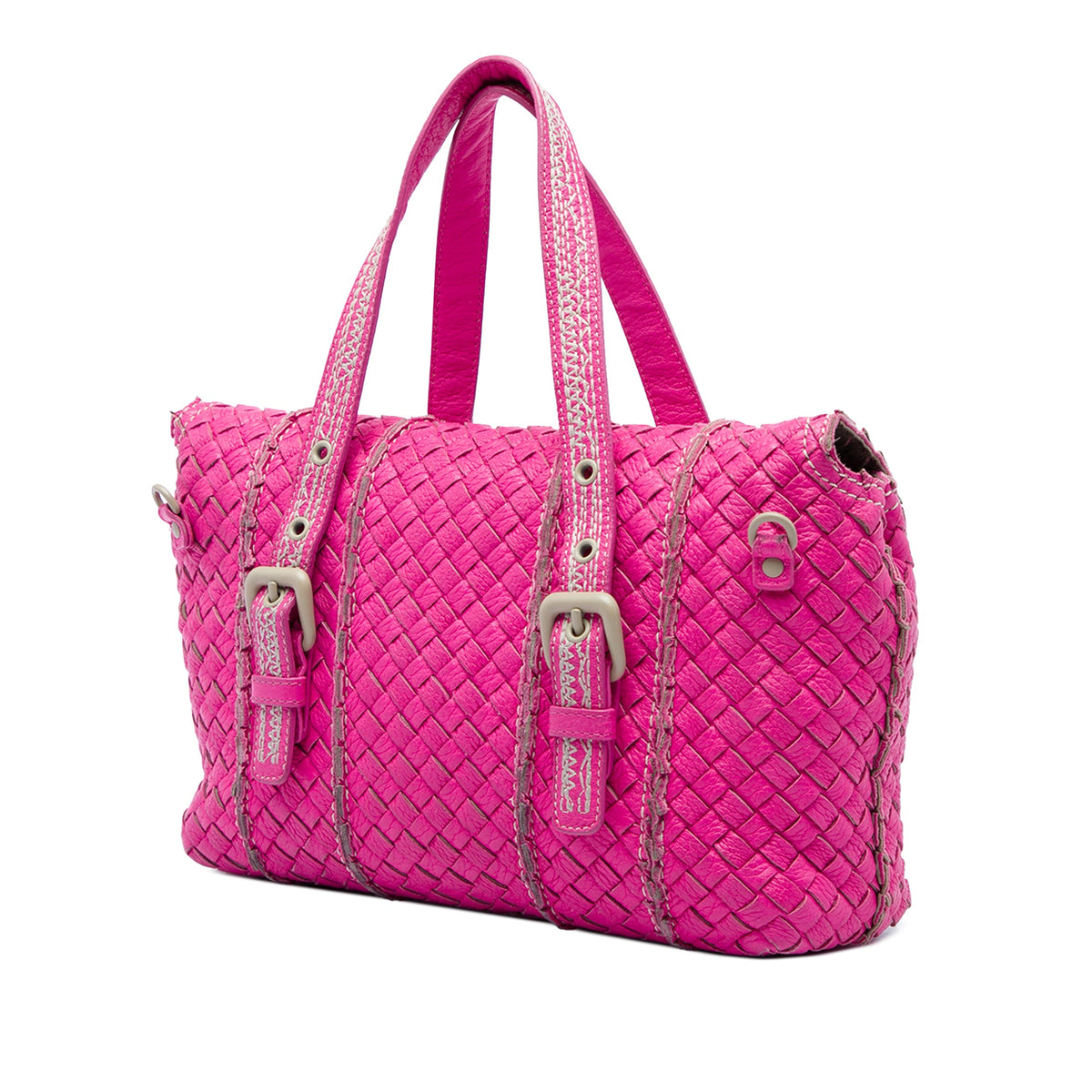 Bottega Veneta Intrecciato Vivo Cervo Satchel — Pink