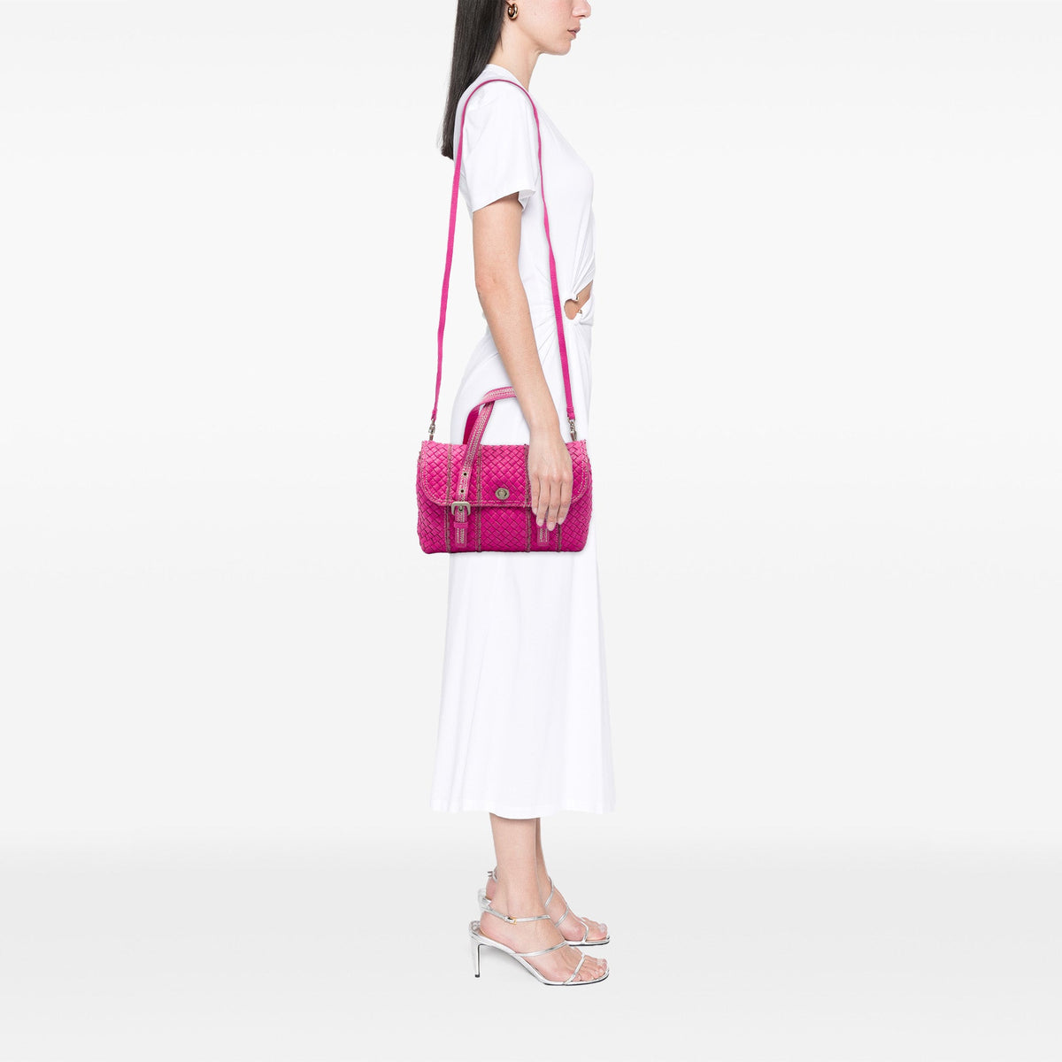 Bottega Veneta Intrecciato Vivo Cervo Satchel — Pink