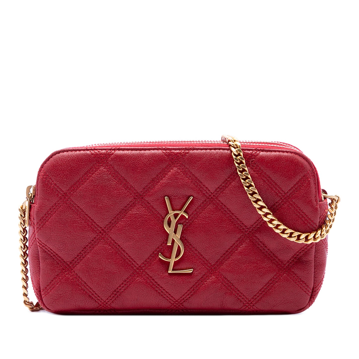 Saint Laurent Mini Quilted Lambskin Becky Double Zip Crossbody