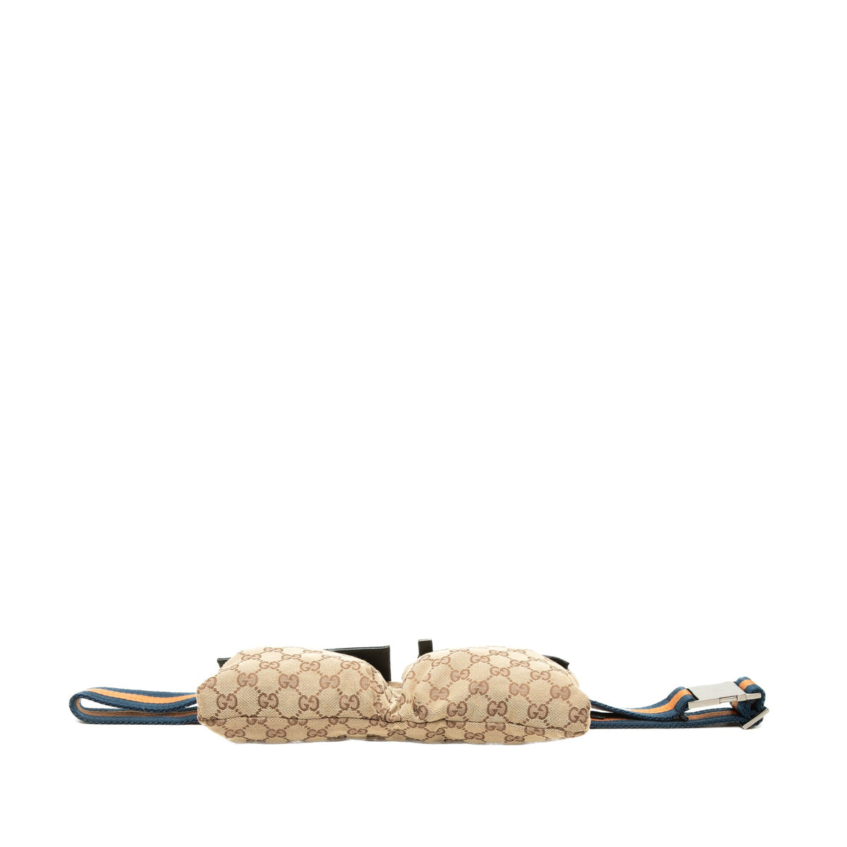 Gucci GG Canvas Web Double Pocket Belt Bag — Beige