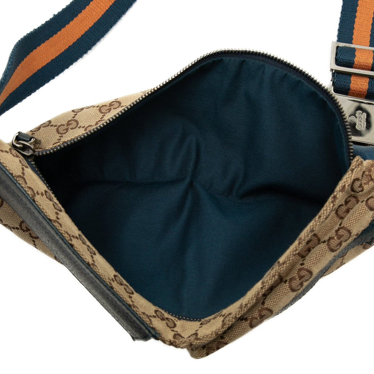 Gucci GG Canvas Web Double Pocket Belt Bag — Beige
