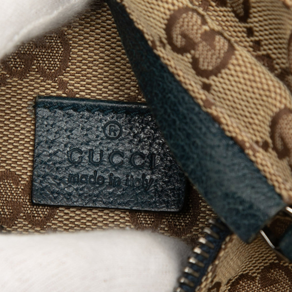 Gucci GG Canvas Web Double Pocket Belt Bag — Beige