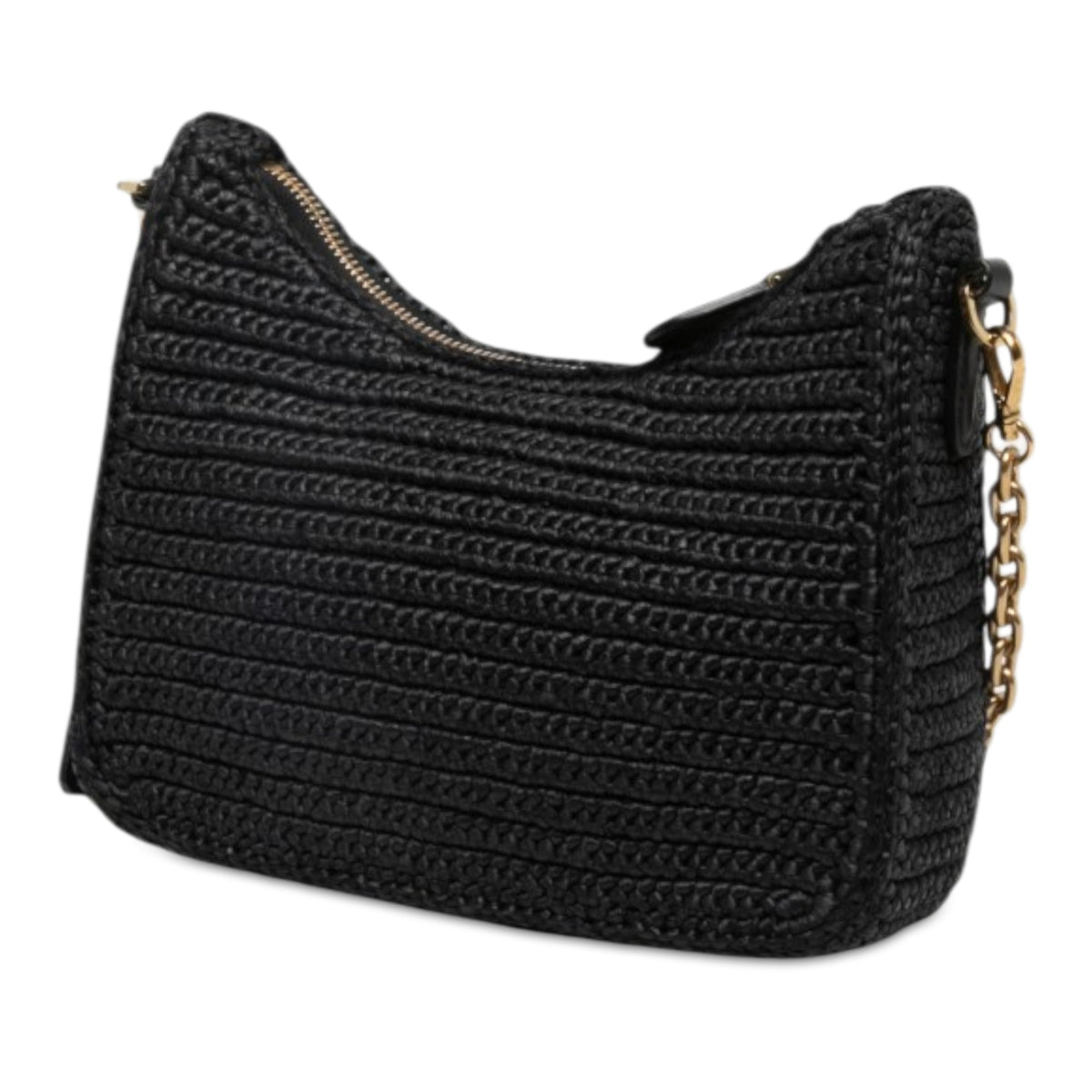Prada Yarn Effect Raffia Crochet Re Edition 2005 Satchel — Black