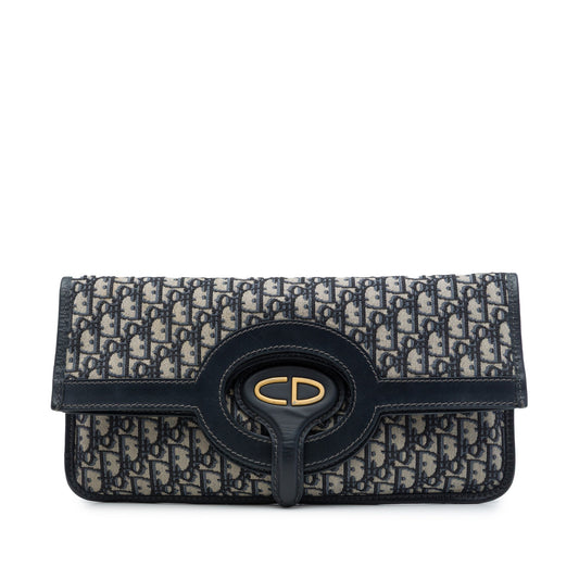 Dior Oblique Canvas Fold Over Clutch