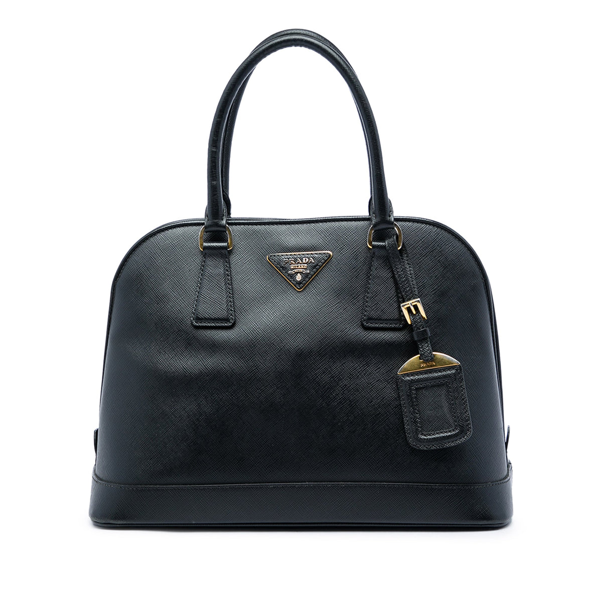 Prada Medium Saffiano Vernice Open Promenade Satchel — Black