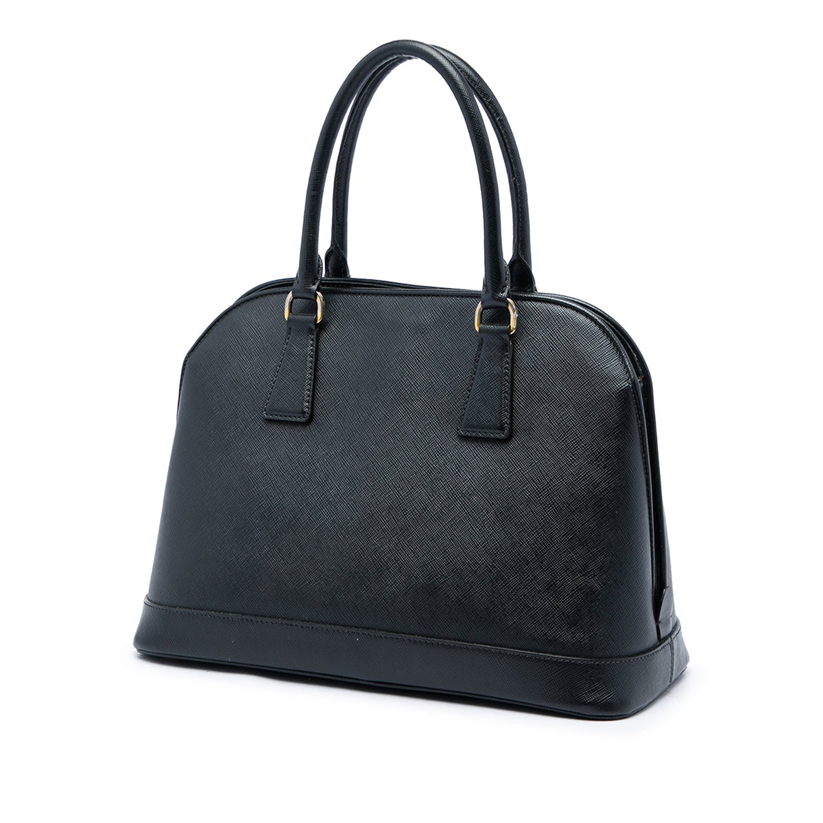 Prada Medium Saffiano Vernice Open Promenade Satchel — Black