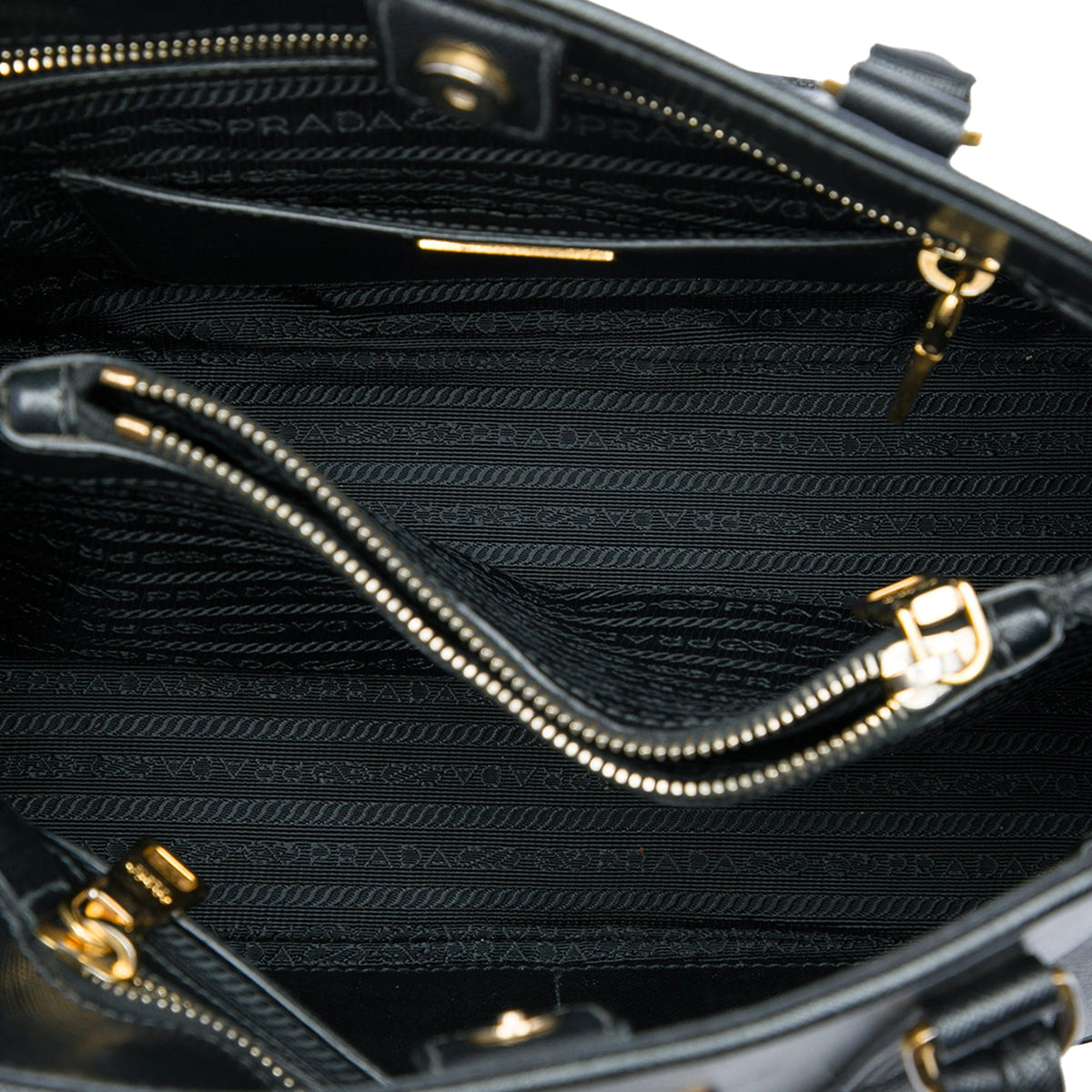 Prada Medium Saffiano Vernice Open Promenade Satchel — Black