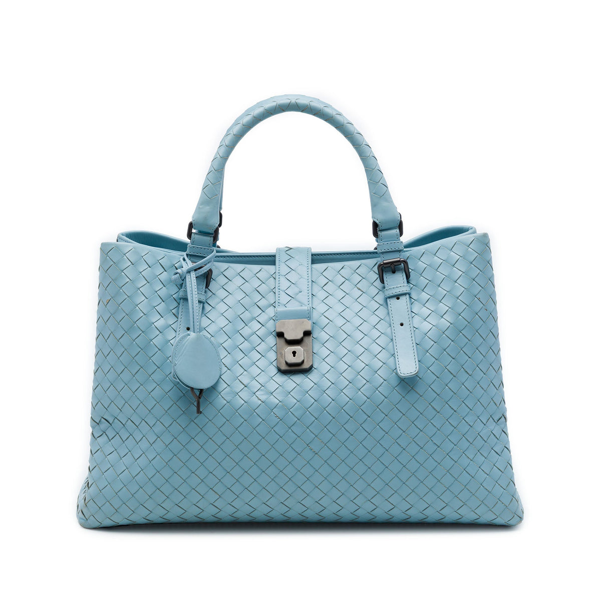 Bottega Veneta Medium Nappa Intrecciato Roma Tote — Blue