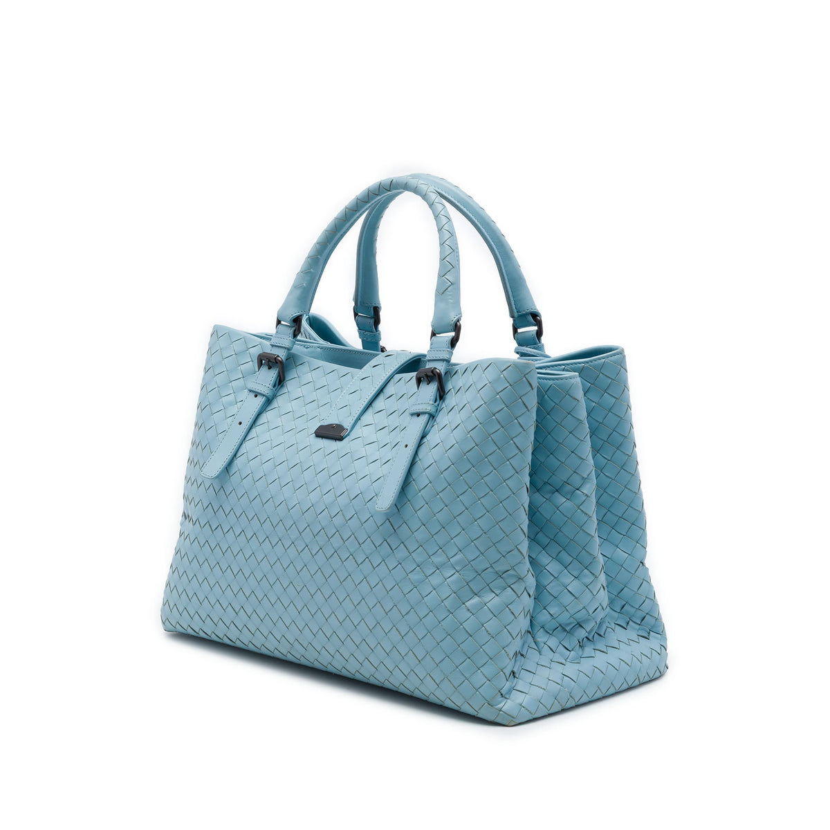 Bottega Veneta Medium Nappa Intrecciato Roma Tote — Blue
