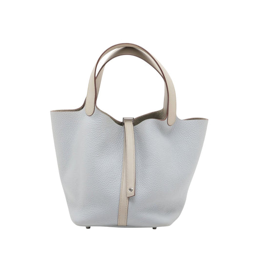 Hermès Bicolor Clemence and Swift Picotin Lock 22 — Blue