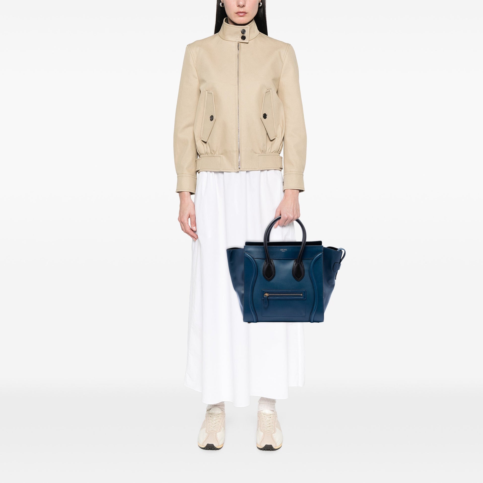 Celine Mini Bicolor Leather Luggage Tote