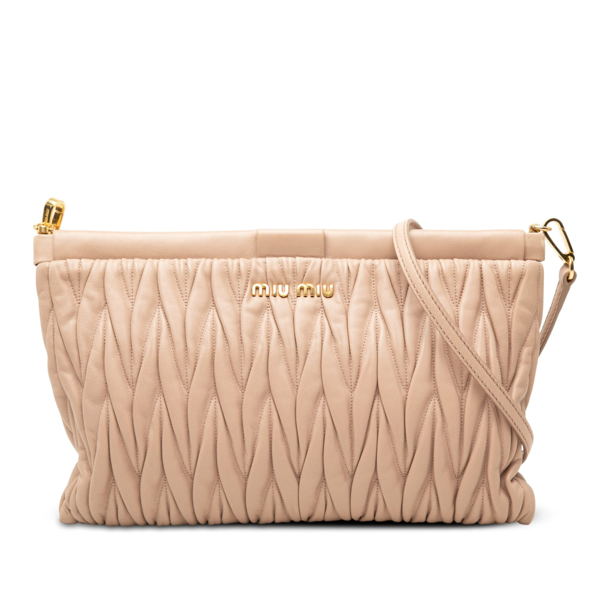 Miu Miu Matelasse Nappa Frame Clutch with Strap