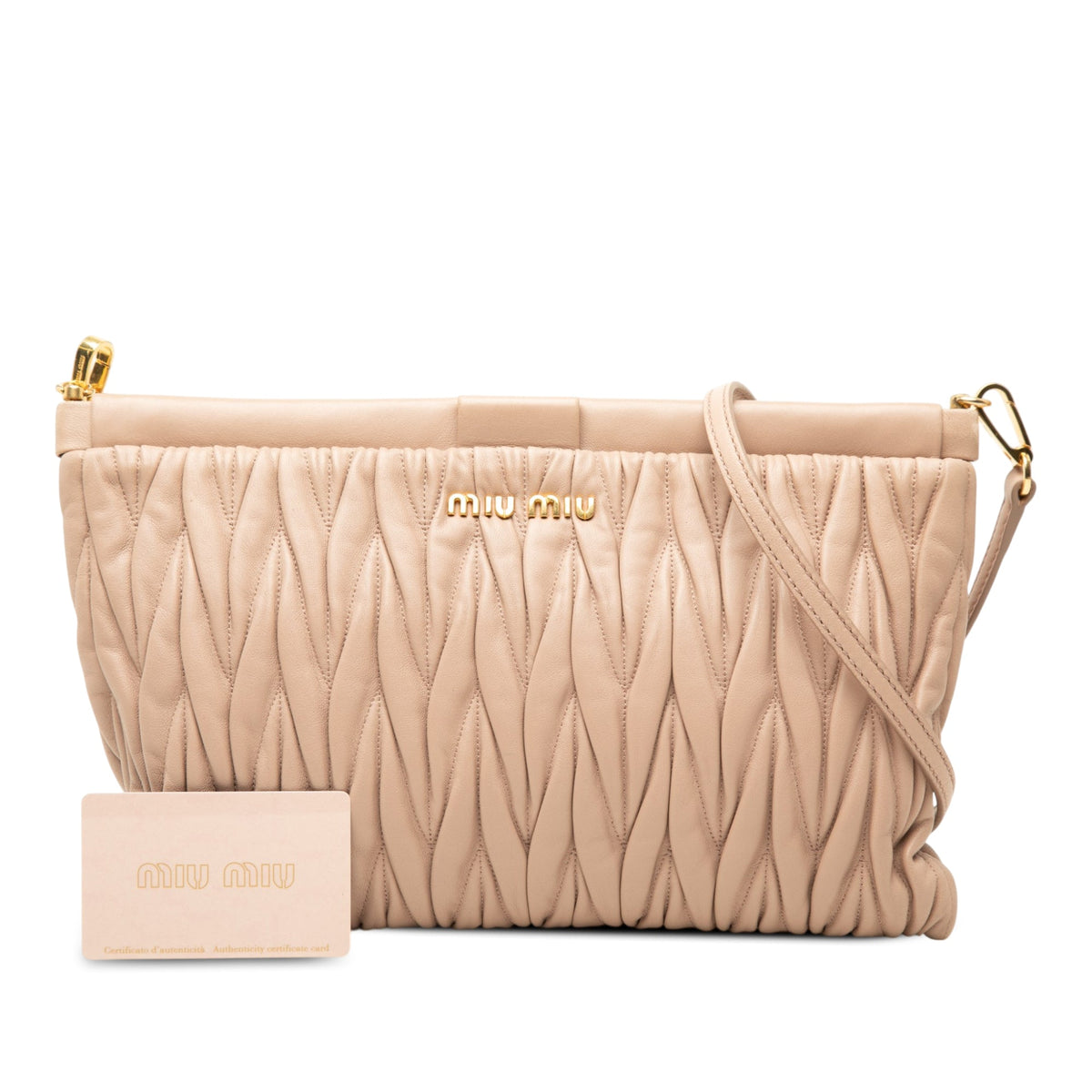 Miu Miu Matelasse Nappa Frame Clutch with Strap