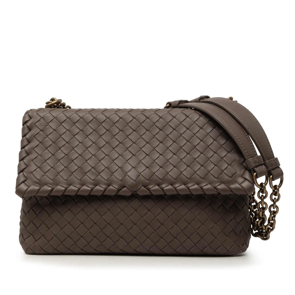 Bottega Veneta Small Nappa Intrecciato Olimpia Shoulder Bag — Brown