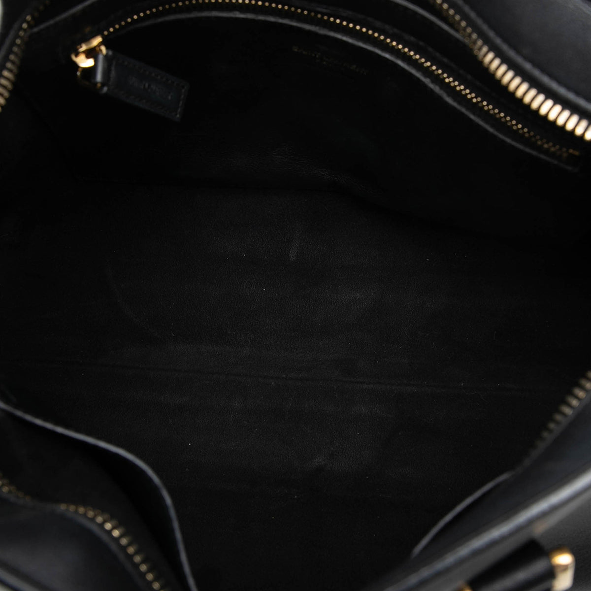 Saint Laurent Small Leather Monogram Cabas Satchel — Black