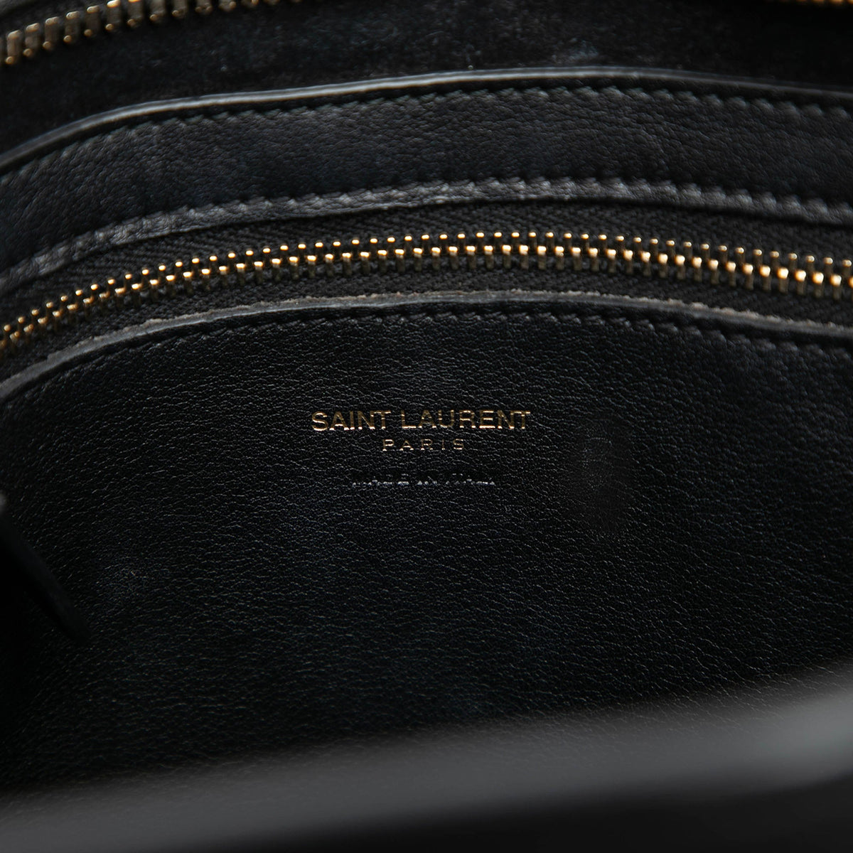 Saint Laurent Small Leather Monogram Cabas Satchel — Black