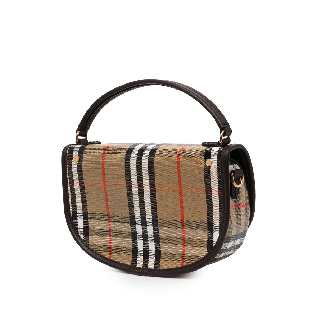 Burberry Leather Trimmed House Check Coated Canvas Highlands Satchel — Beige