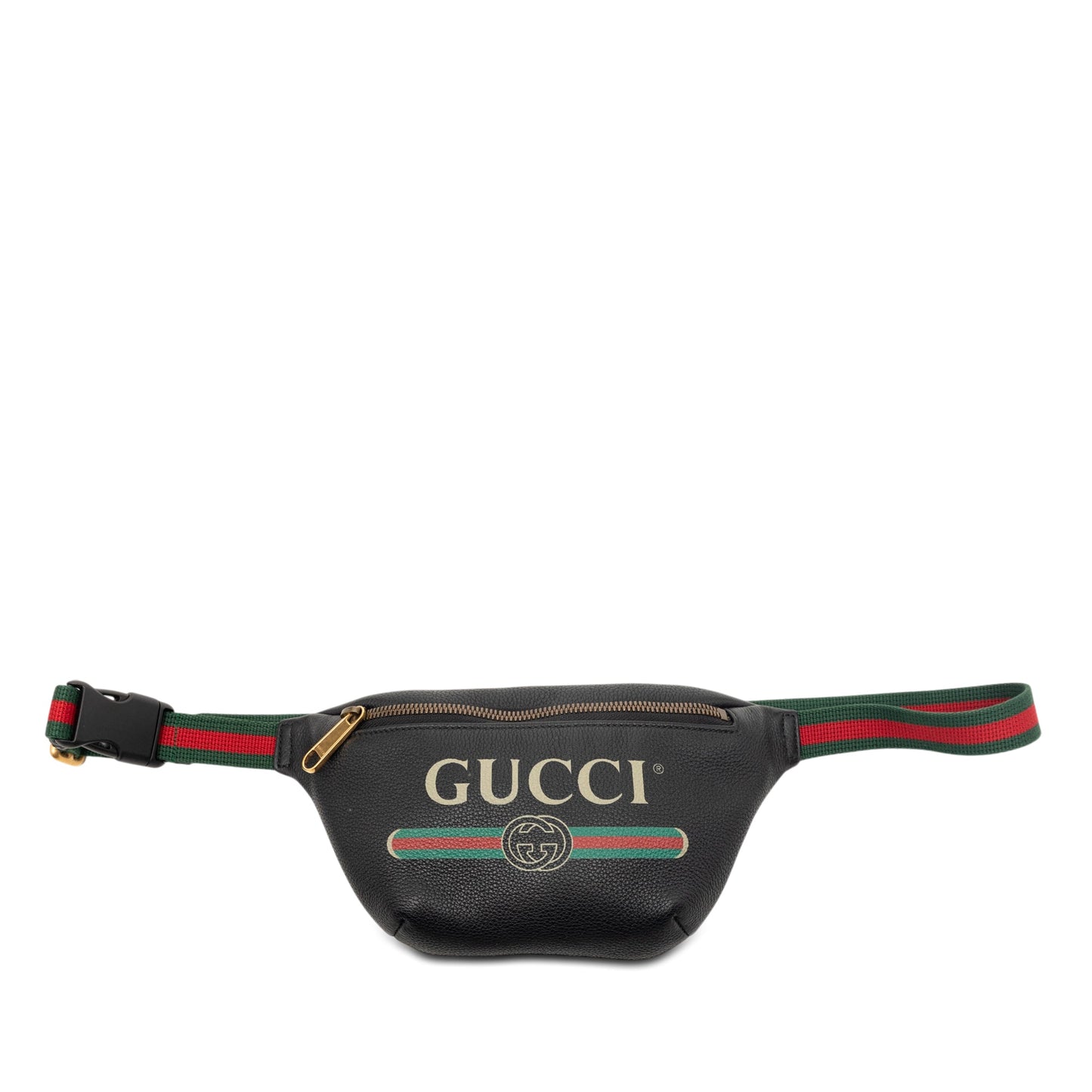 Gucci Small Grained Calfskin Web Logo Belt Bag