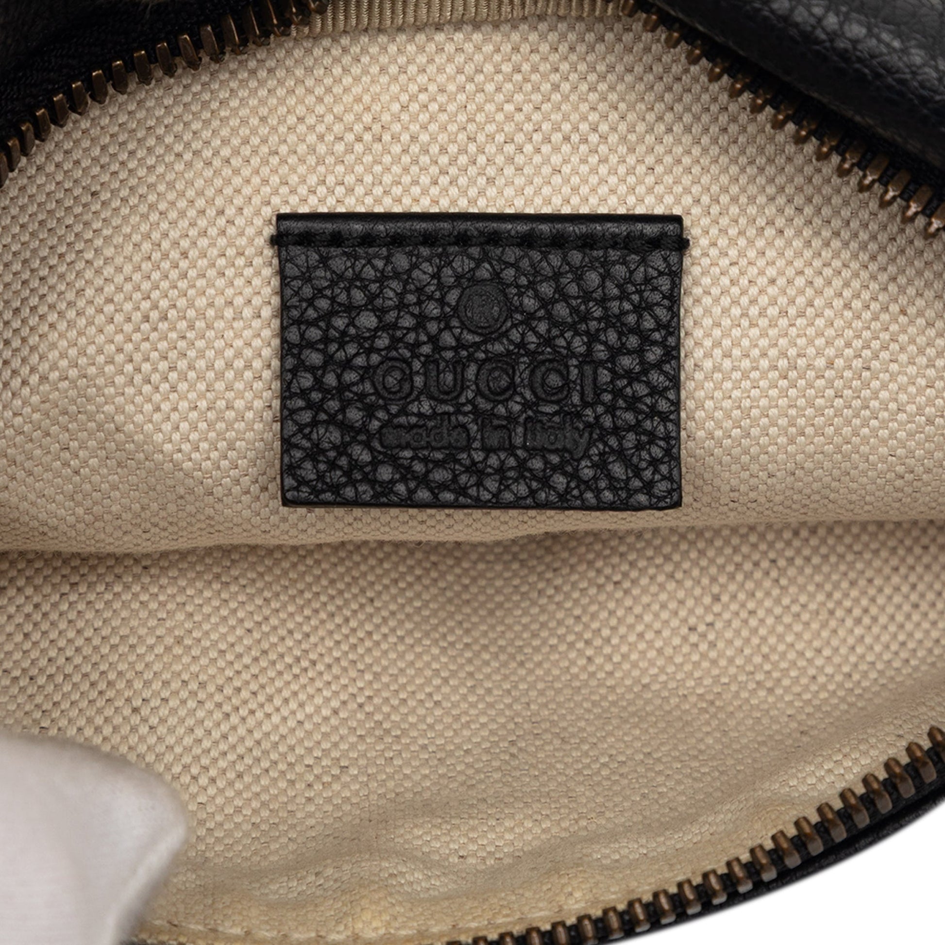 Gucci Small Grained Calfskin Web Logo Belt Bag