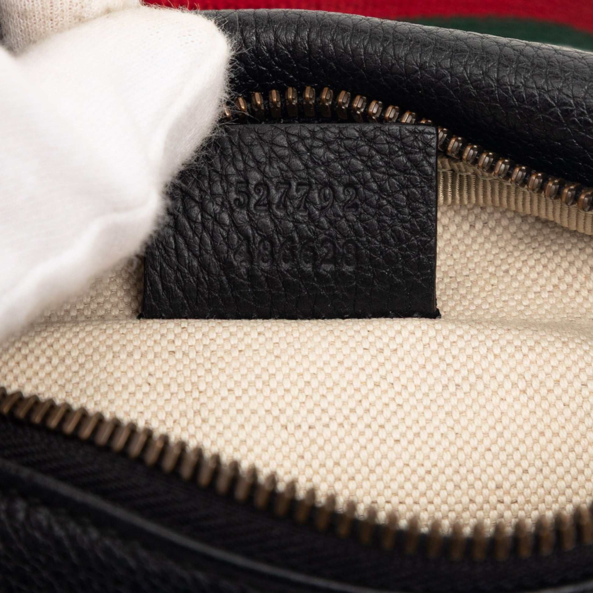 Gucci Small Grained Calfskin Web Logo Belt Bag