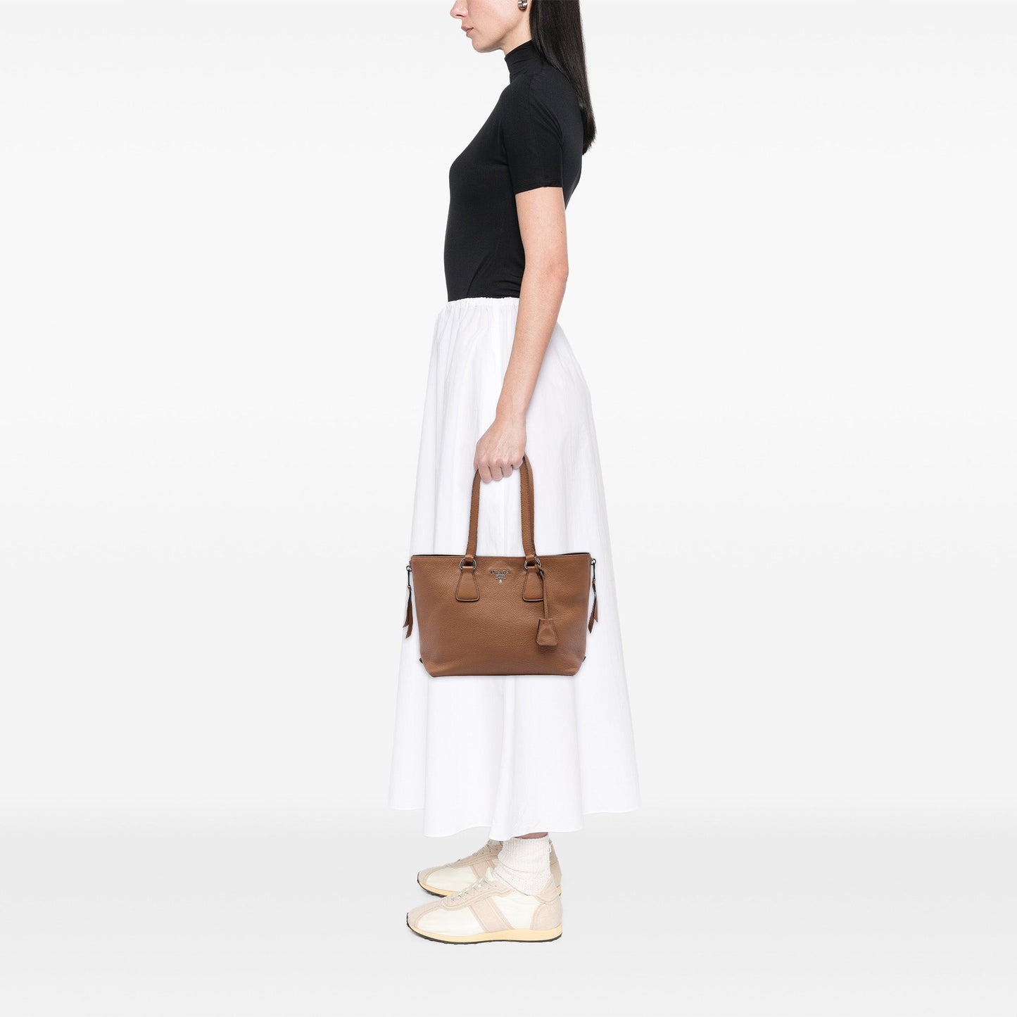 Prada Vitello Phenix Side Zip Shopper Tote