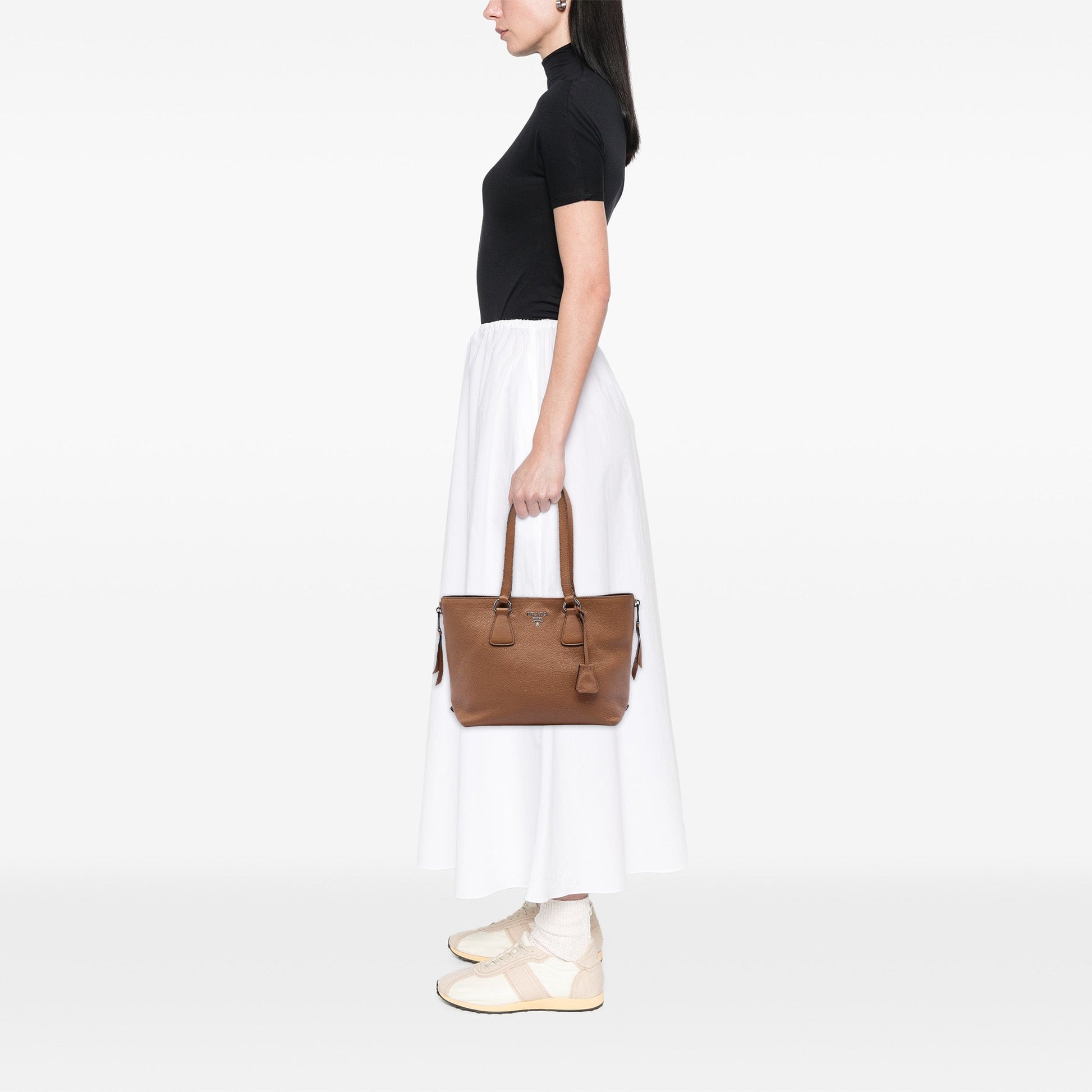 Prada Vitello Phenix Side Zip Shopper Tote