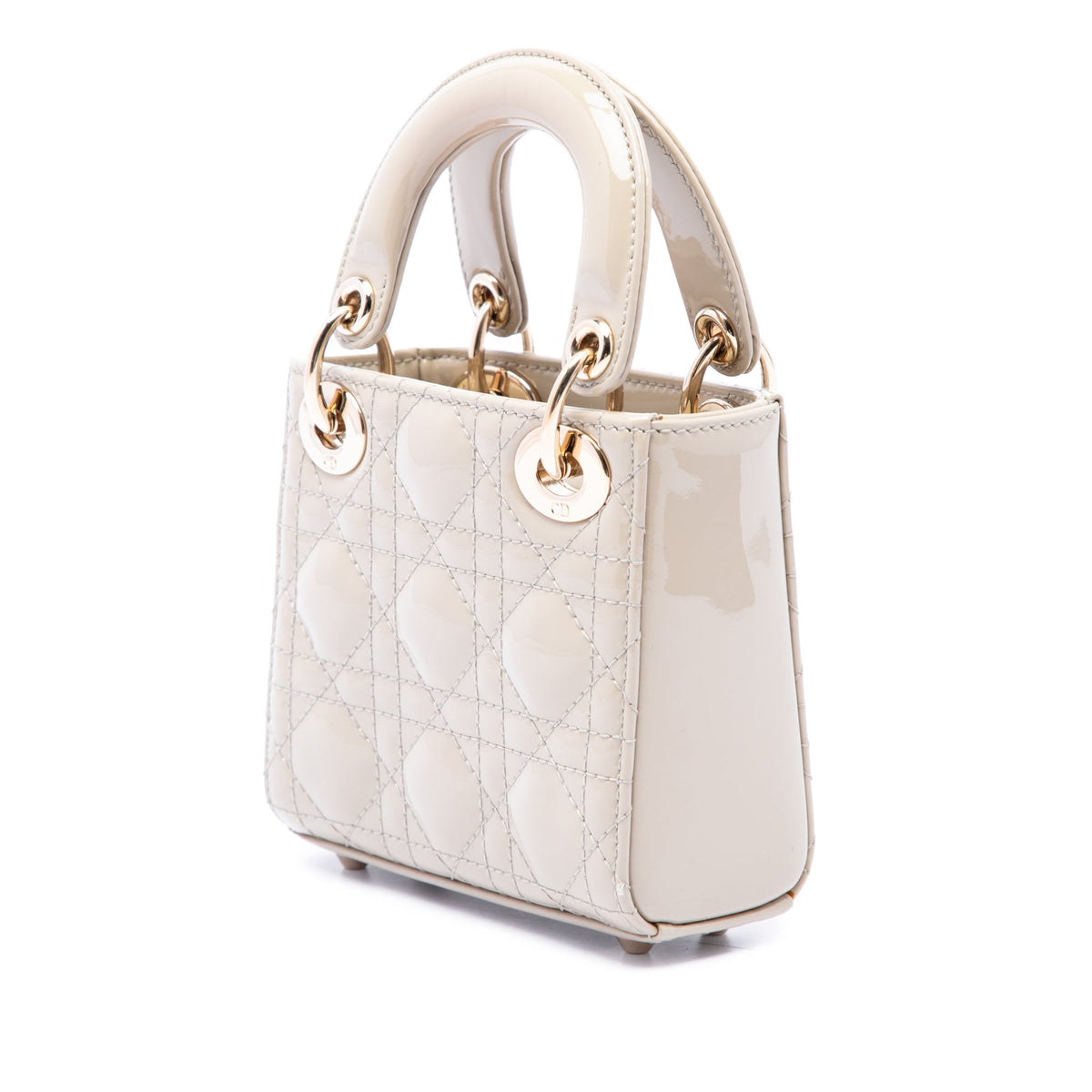 Dior Micro Patent Cannage Lady Dior — Beige