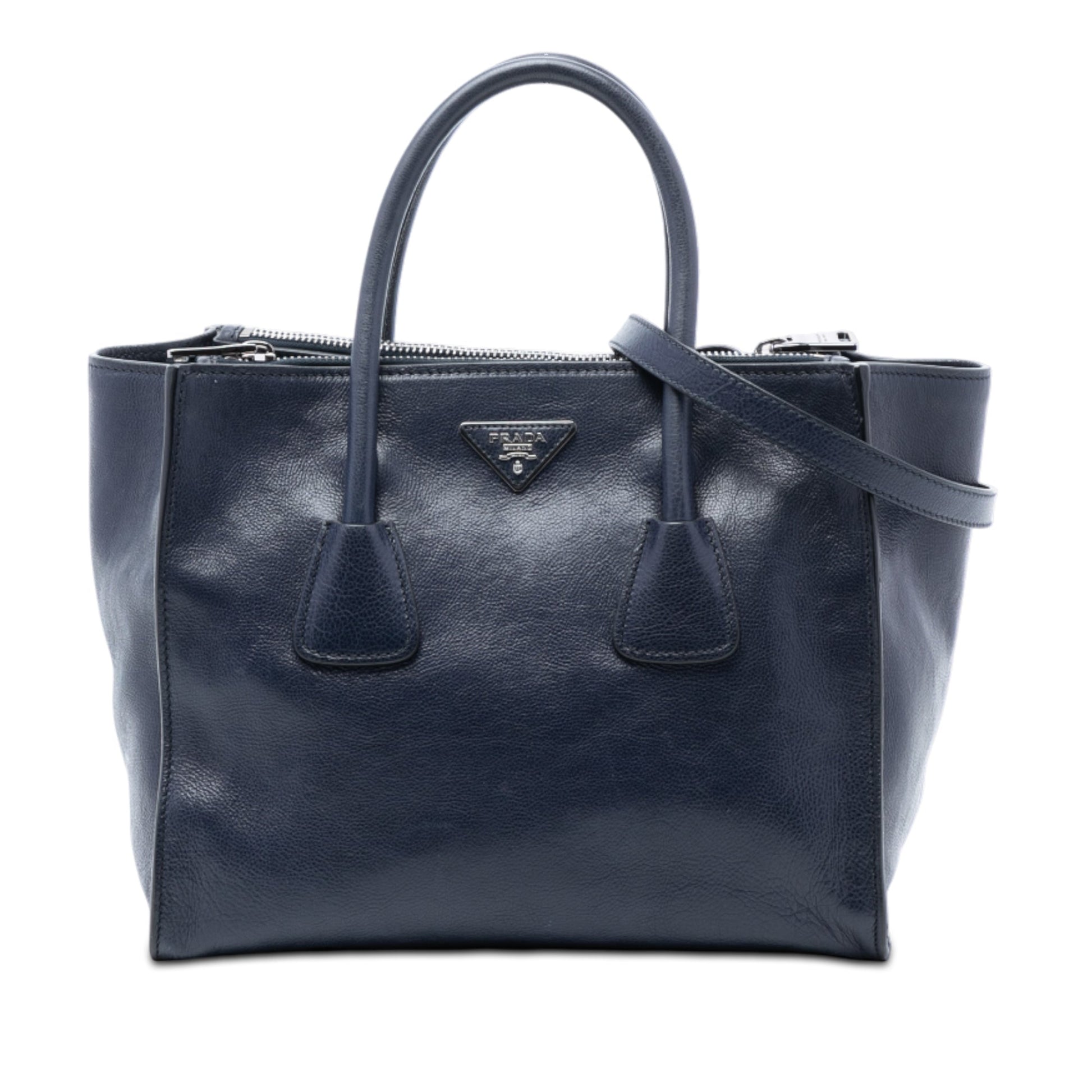 Prada Glace Calf Twin Pocket Double Handle Satchel