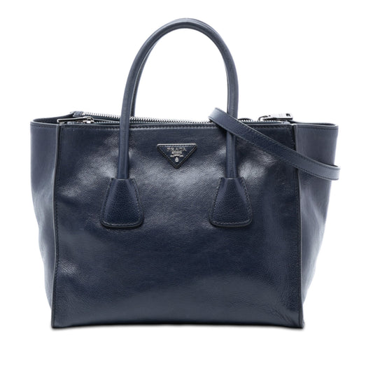 Prada Glace Calf Twin Pocket Double Handle Satchel