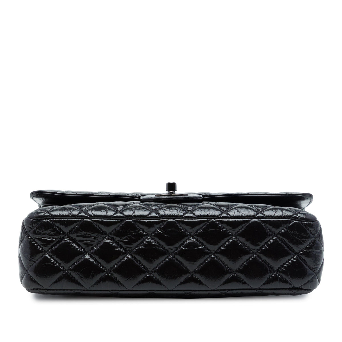 Chanel Medium Classic Shiny Crumpled Calfskin So Black Double Flap