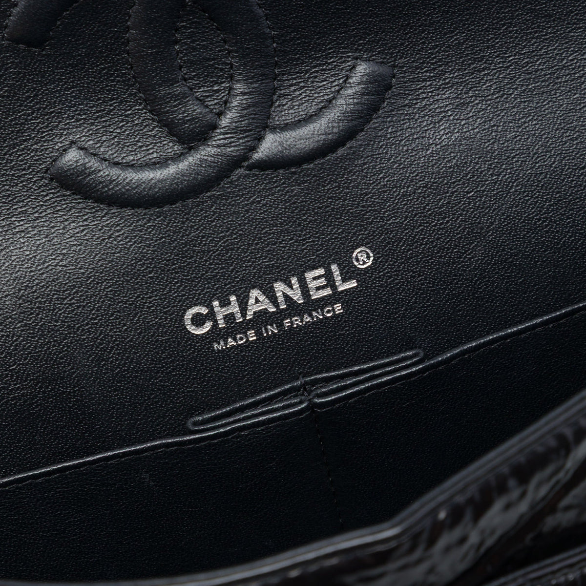 Chanel Medium Classic Shiny Crumpled Calfskin So Black Double Flap