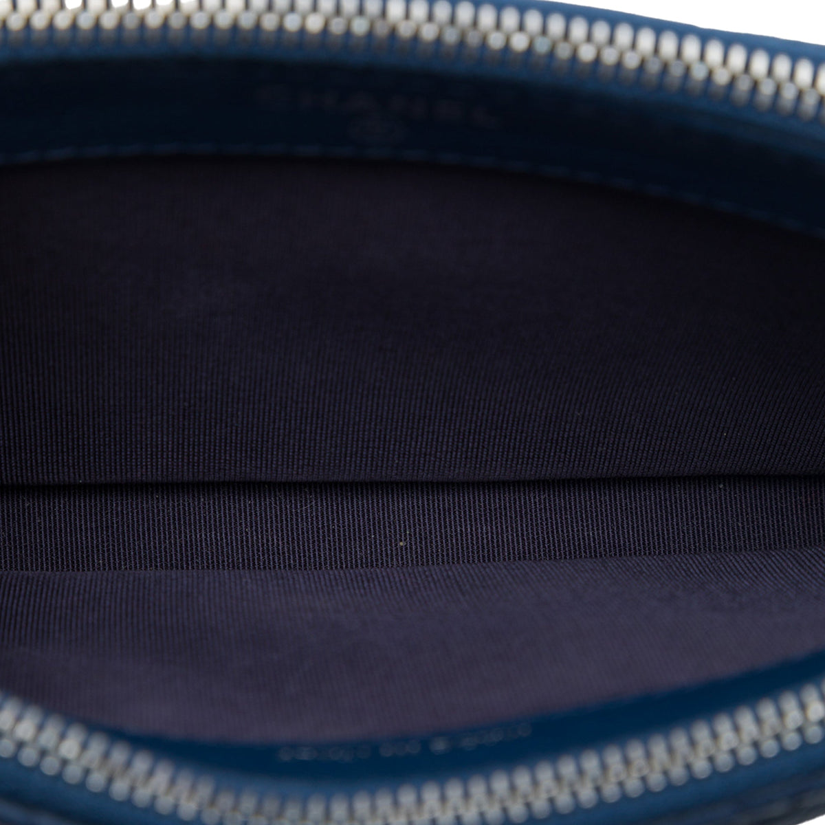 Chanel Quilted Patent Aged Calfskin Gabrielle Double Zip Clutch with Chain — Blue