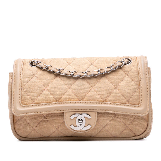Chanel Medium Classic Canvas Lambskin Trimmed Double Flap