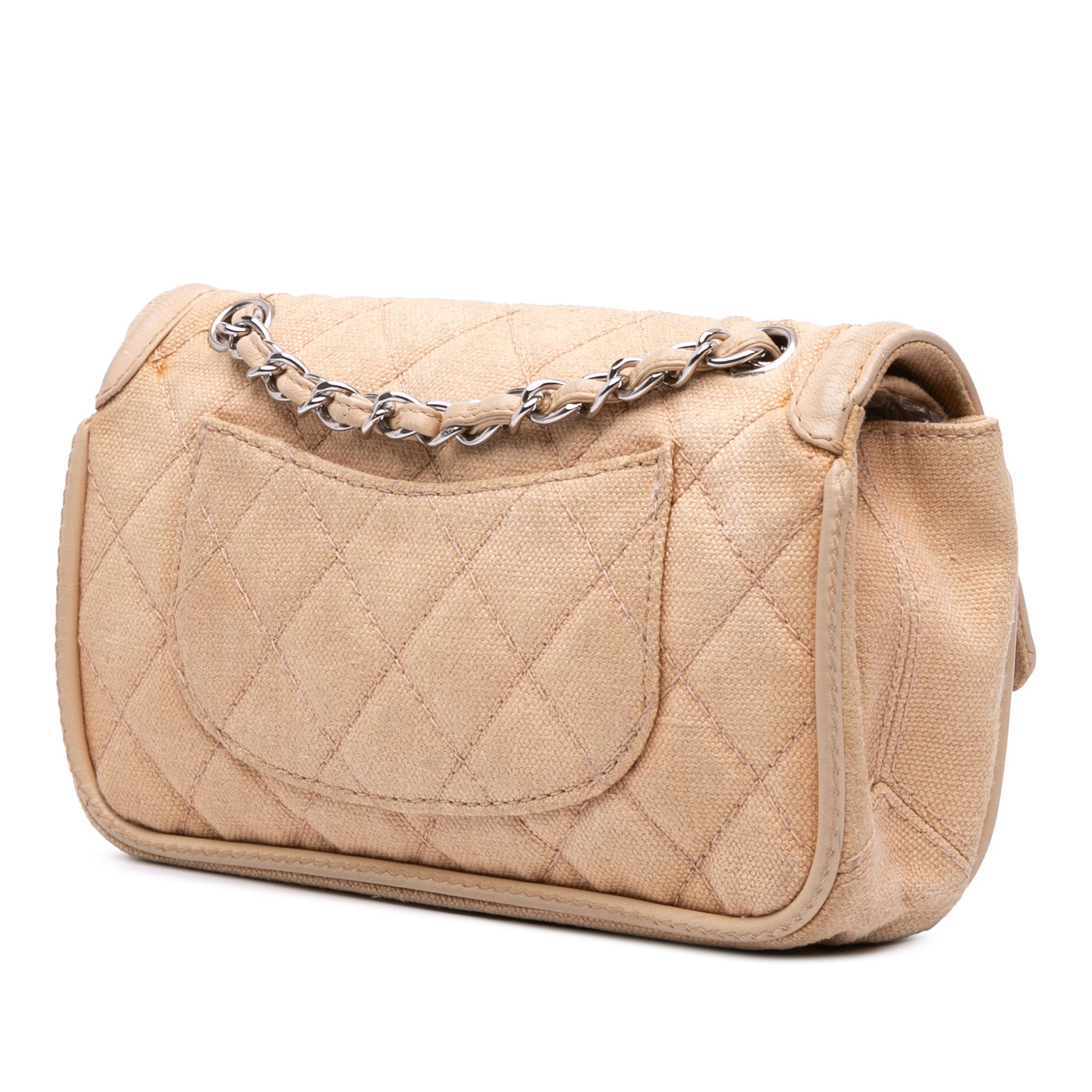 Chanel Medium Classic Canvas Lambskin Trimmed Double Flap