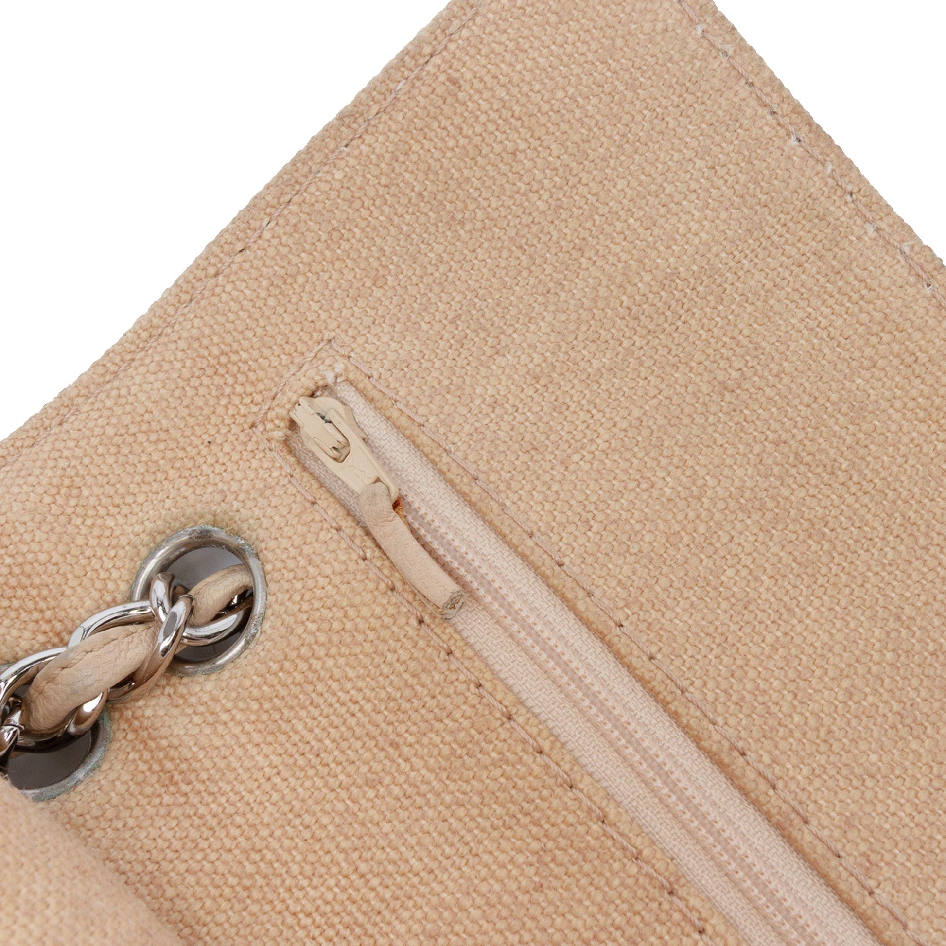 Chanel Medium Classic Canvas Lambskin Trimmed Double Flap