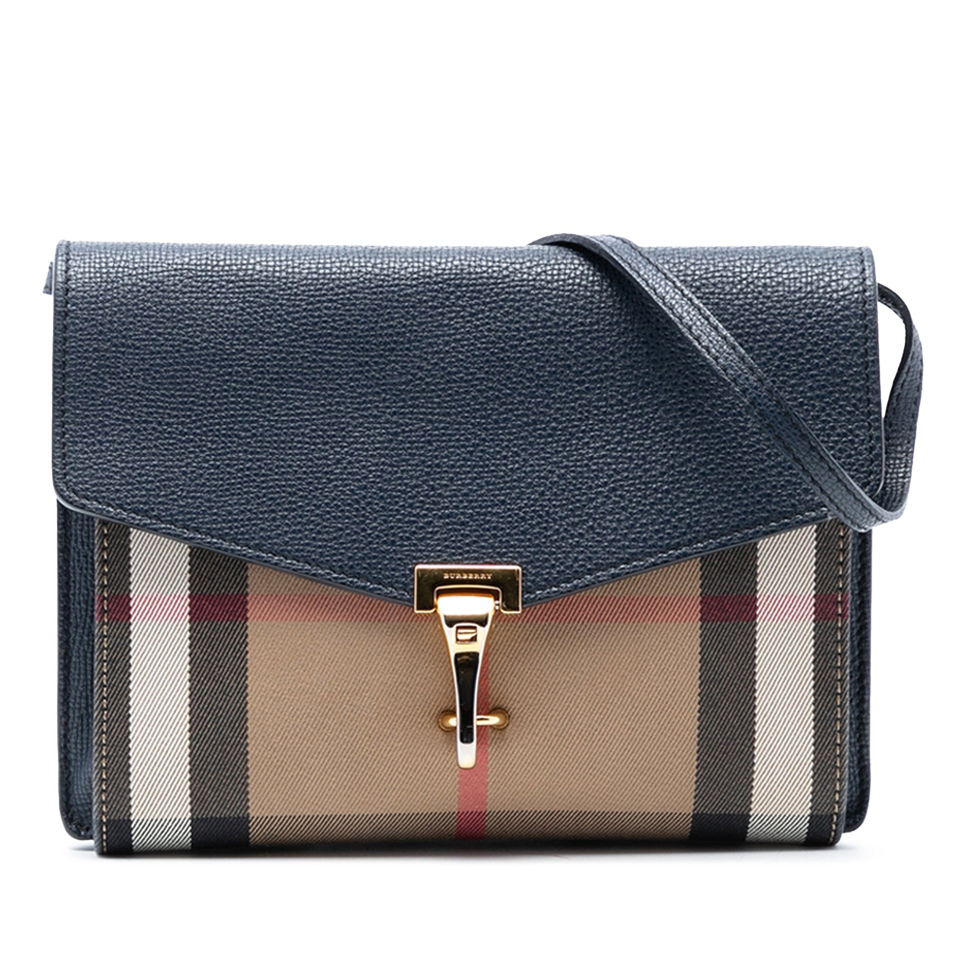 Burberry Small Leather and House Check Canvas Derby Macken Crossbody