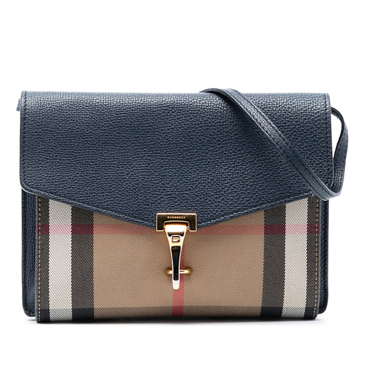 Burberry Small Leather and House Check Canvas Derby Macken Crossbody